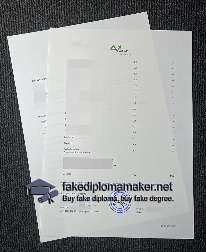 Akad University transcript
