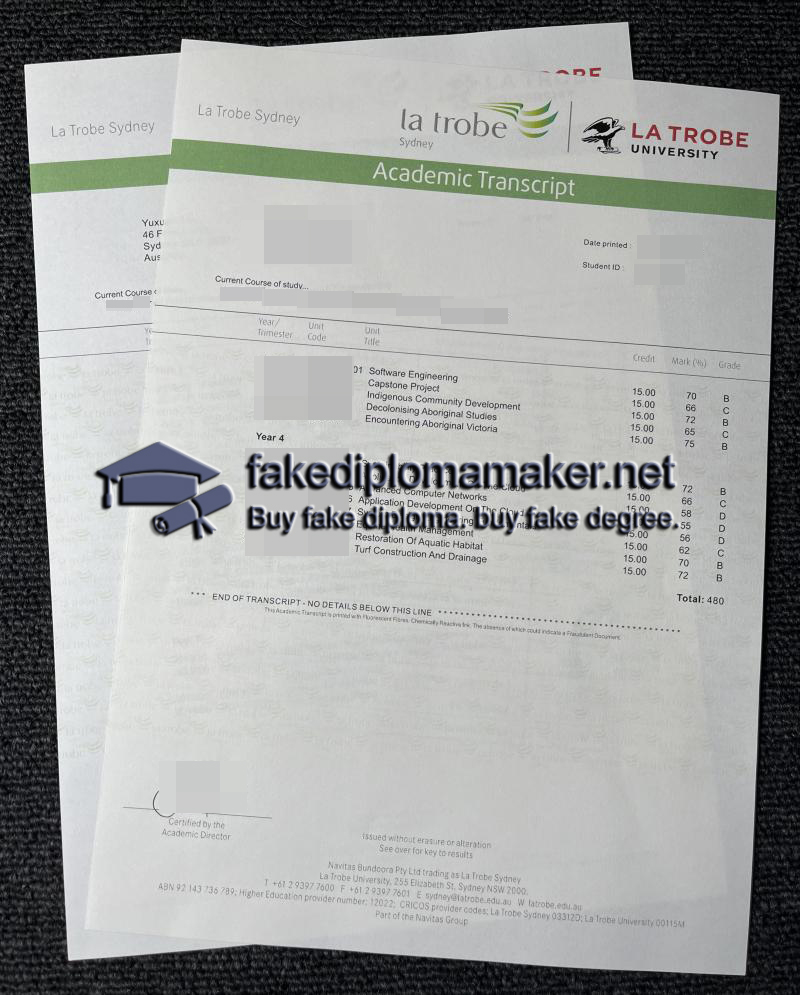 La Trobe University transcript