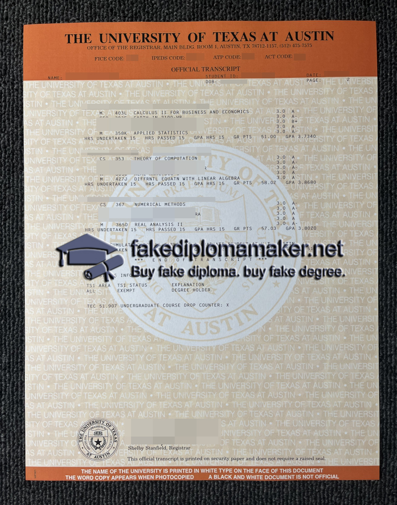 UT Austin transcript