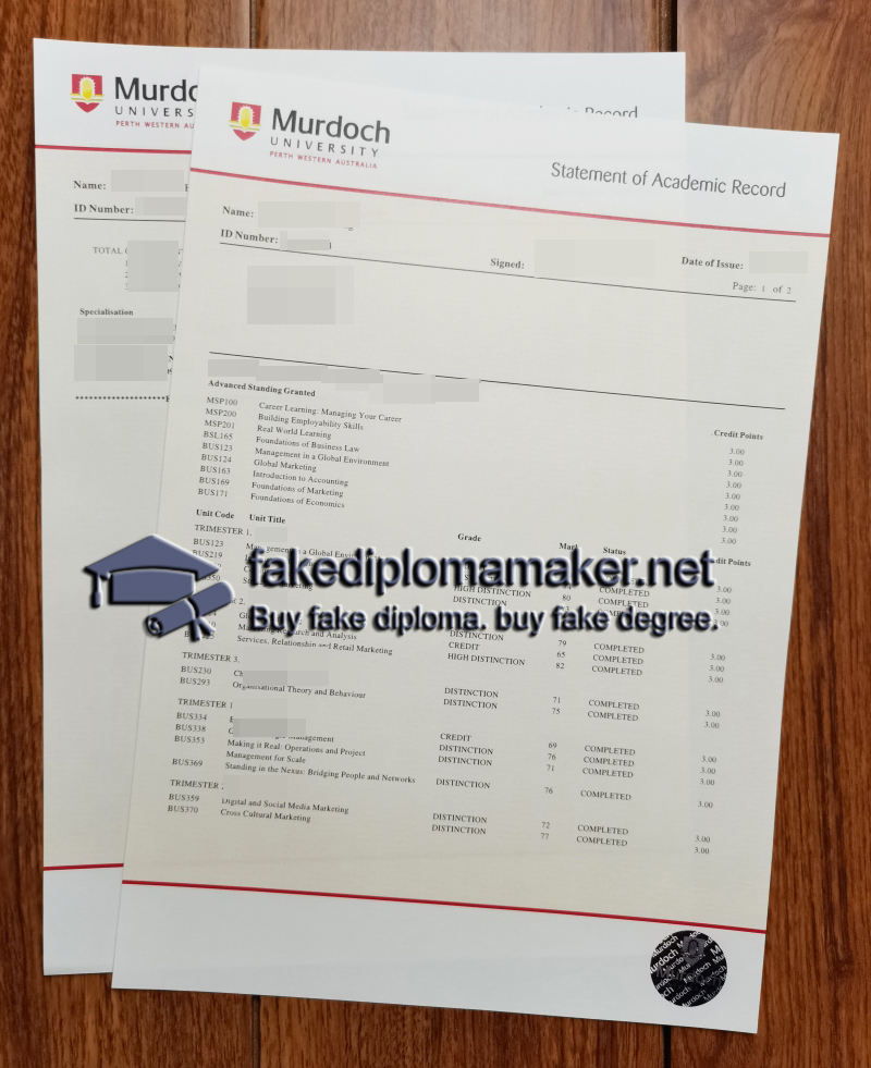 Murdoch University transcript