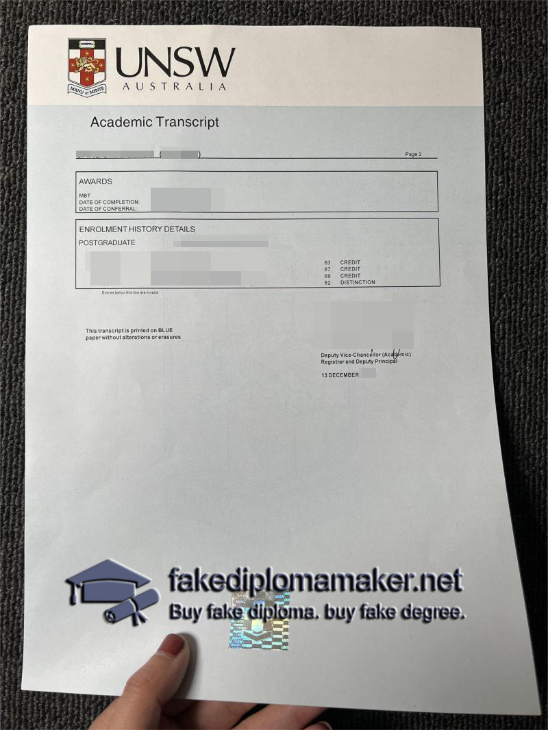 UNSW transcript