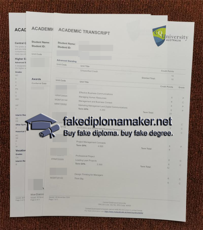 Central Queensland University transcript