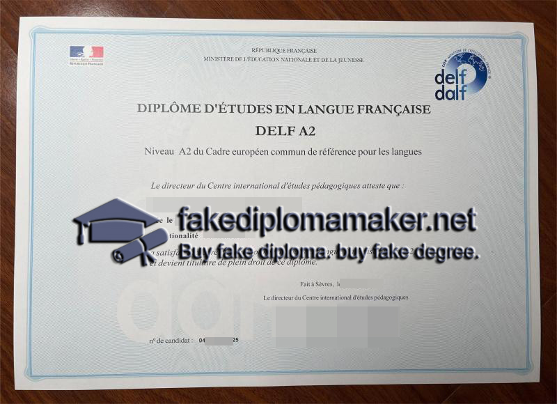 DELF A2 Certificate