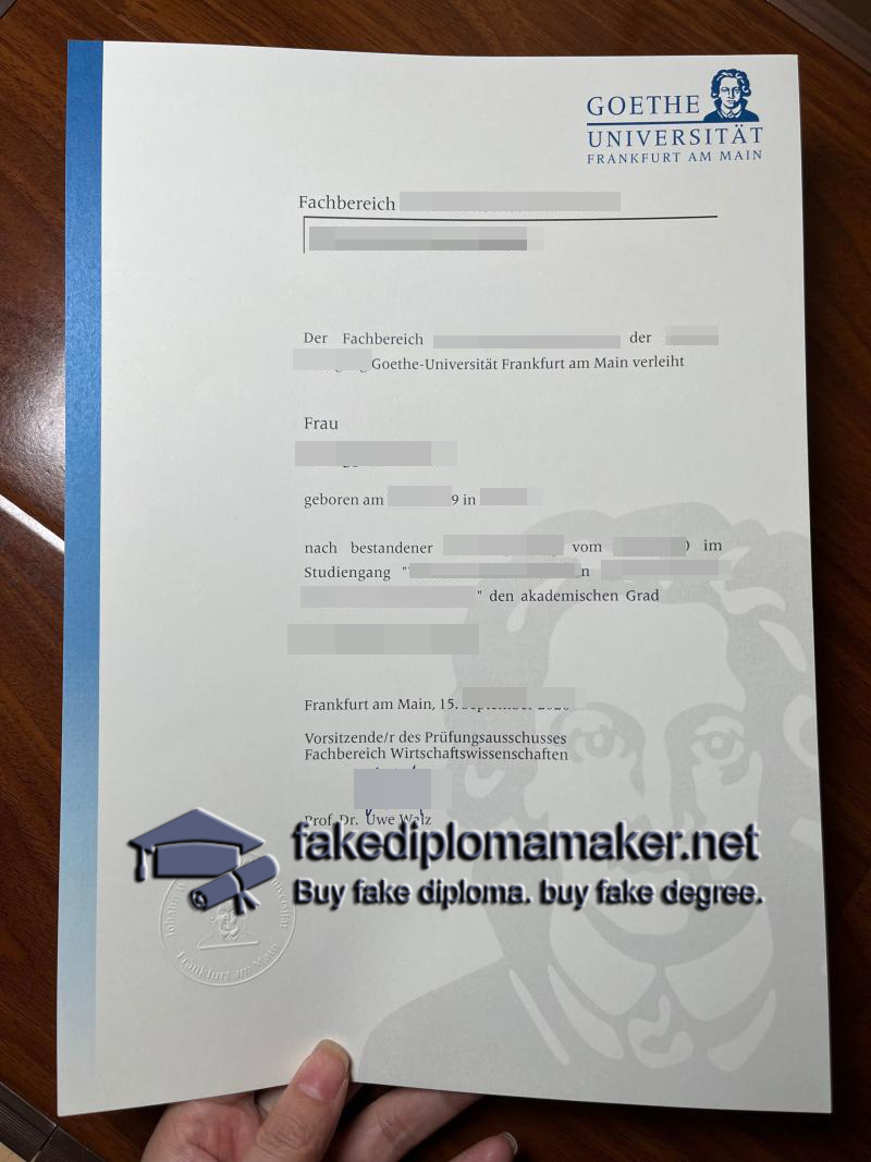 Goethe University Frankfurt diploma