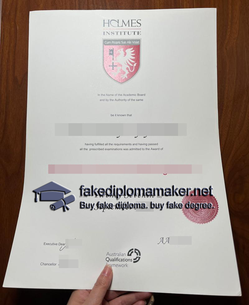 Holmes Institute diploma