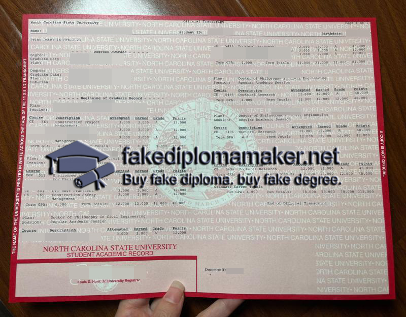 NCSU transcript
