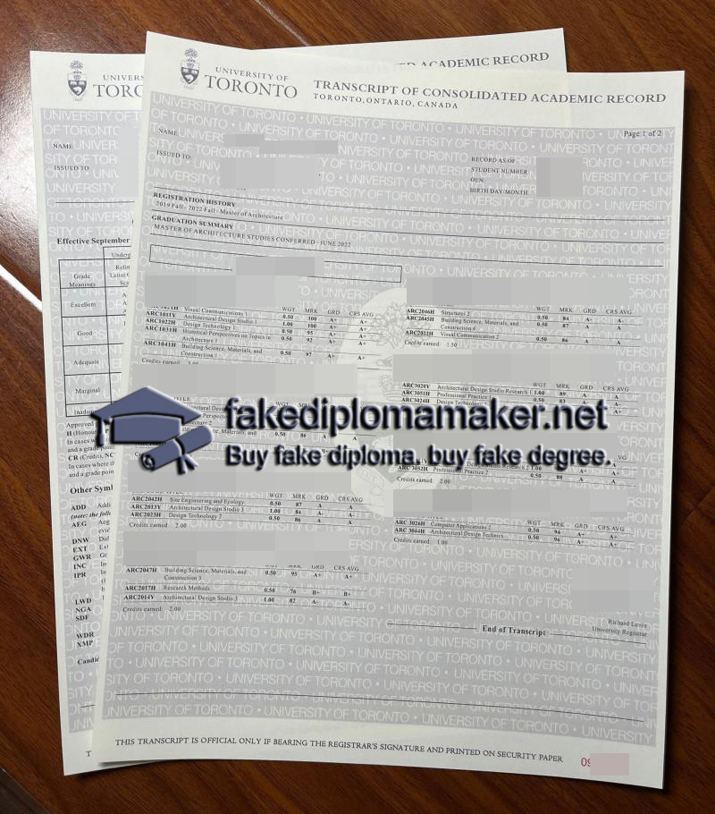 University of Toronto transcript
