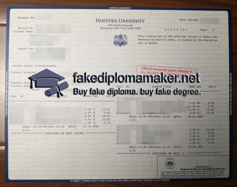 Hofstra University transcript
