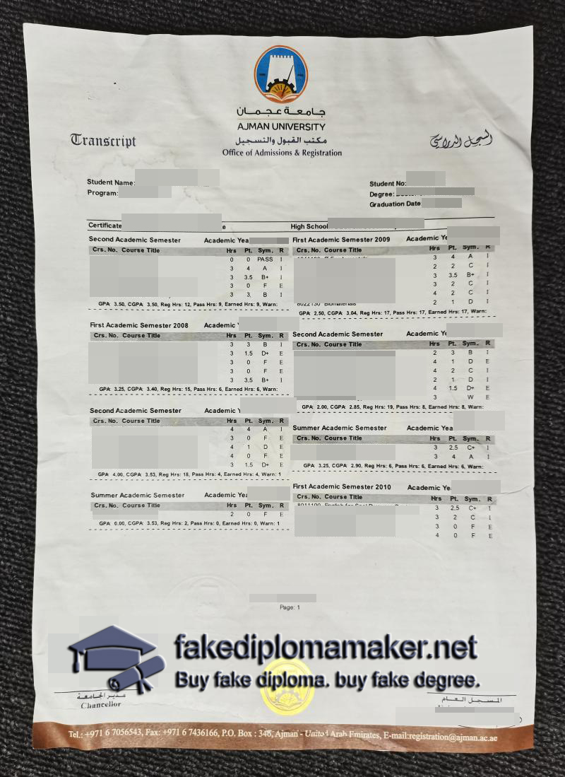 Ajman University diploma