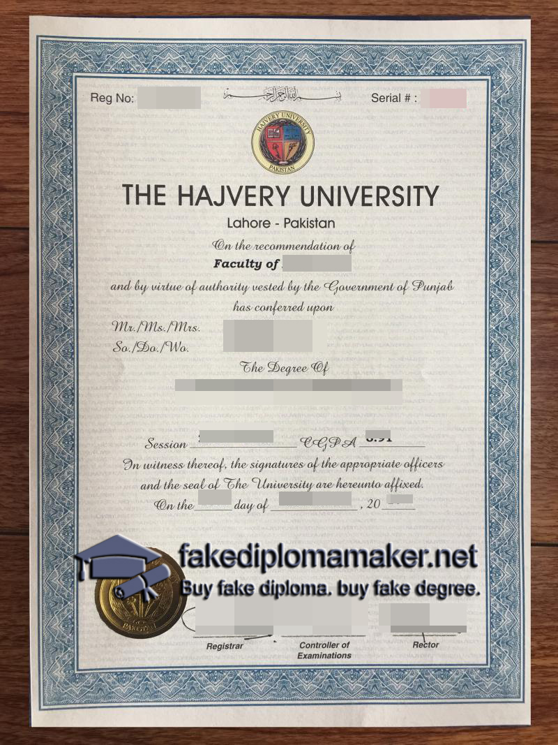 Hajvery University diploma