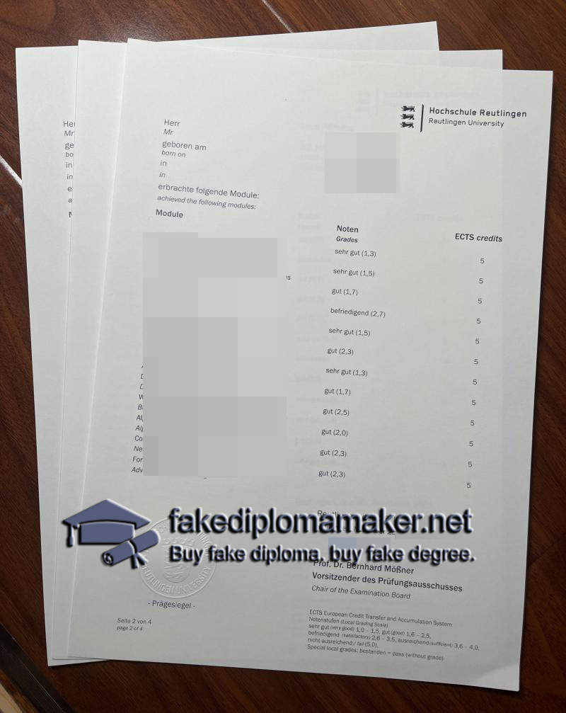 Hochschule Reutlingen transcript
