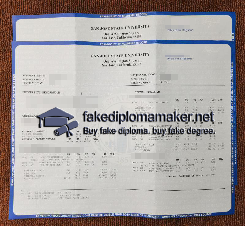 SJSU transcript