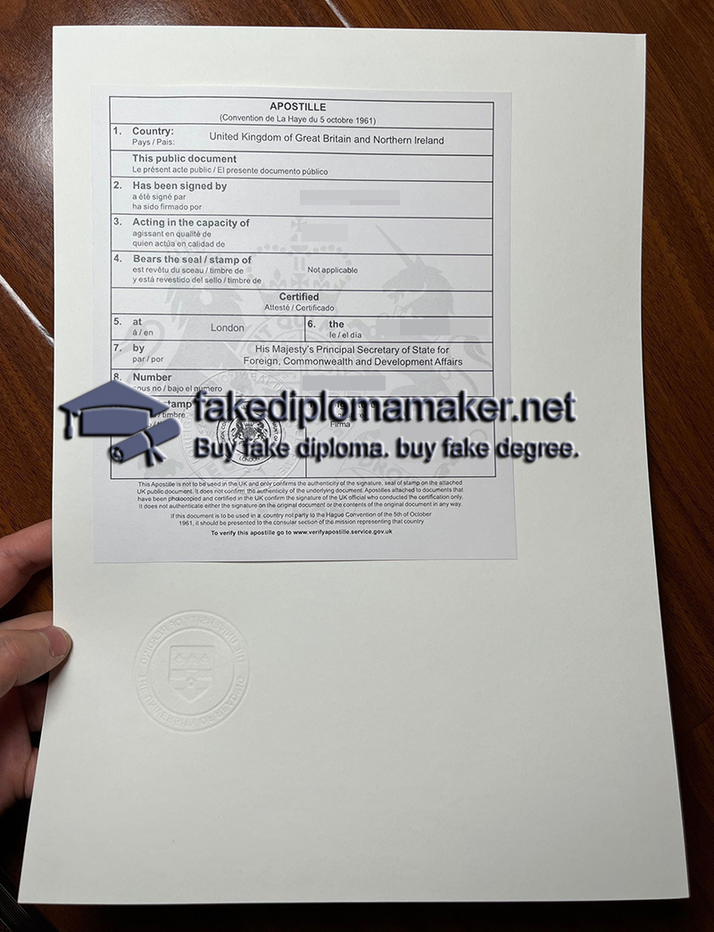 University of Reading diploma with apostille
