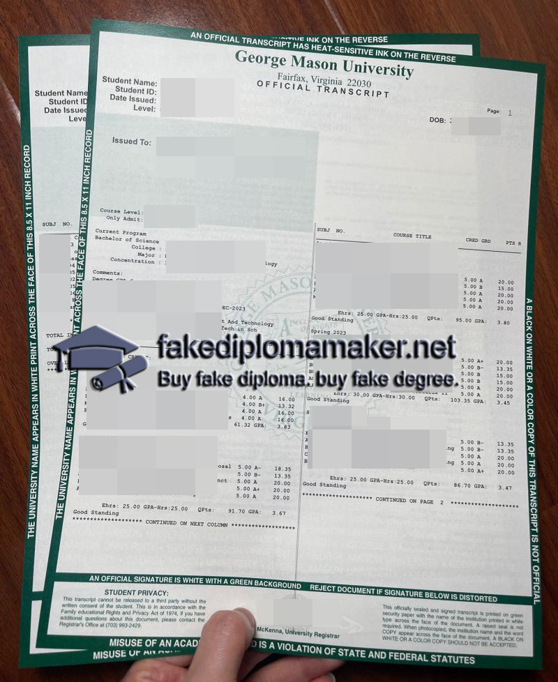 George Mason University transcript