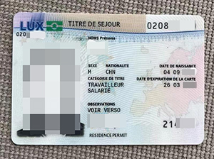 Luxembourg residence permit copy