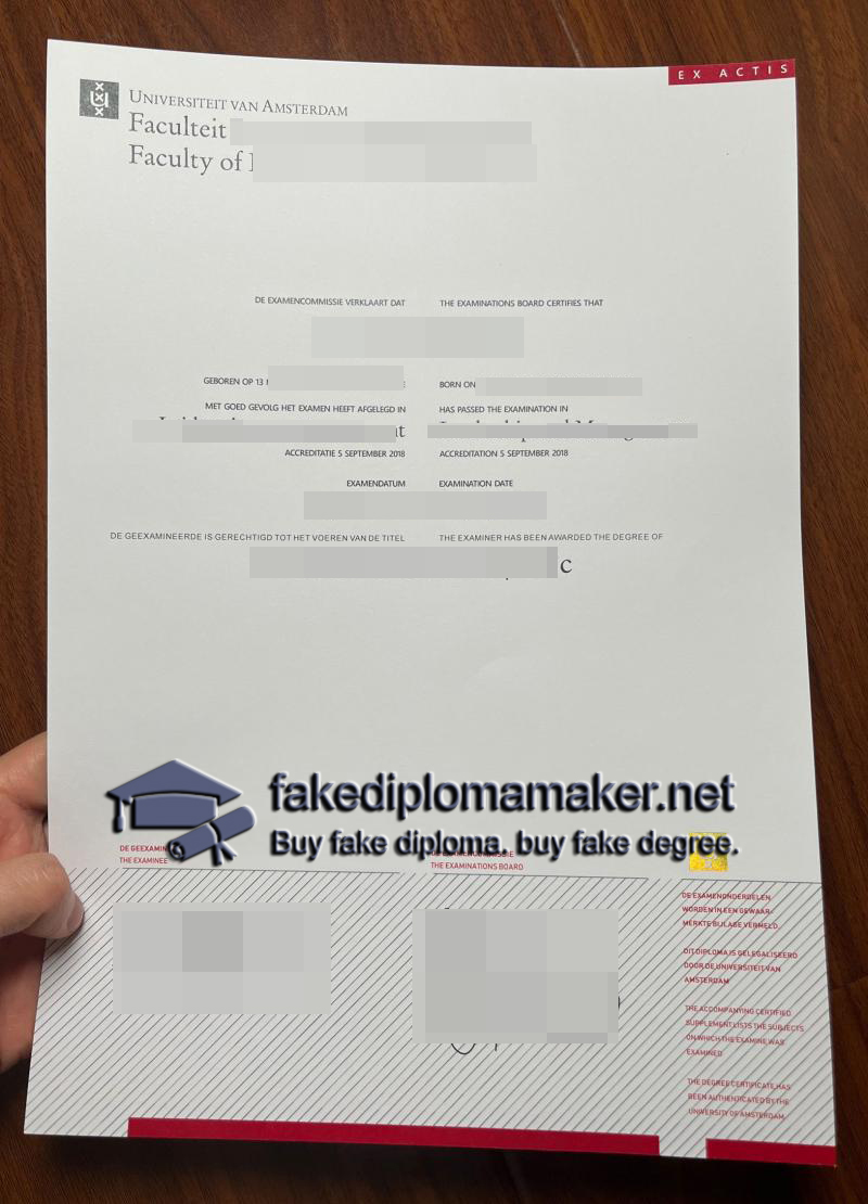 Universiteit van Amsterdam diploma