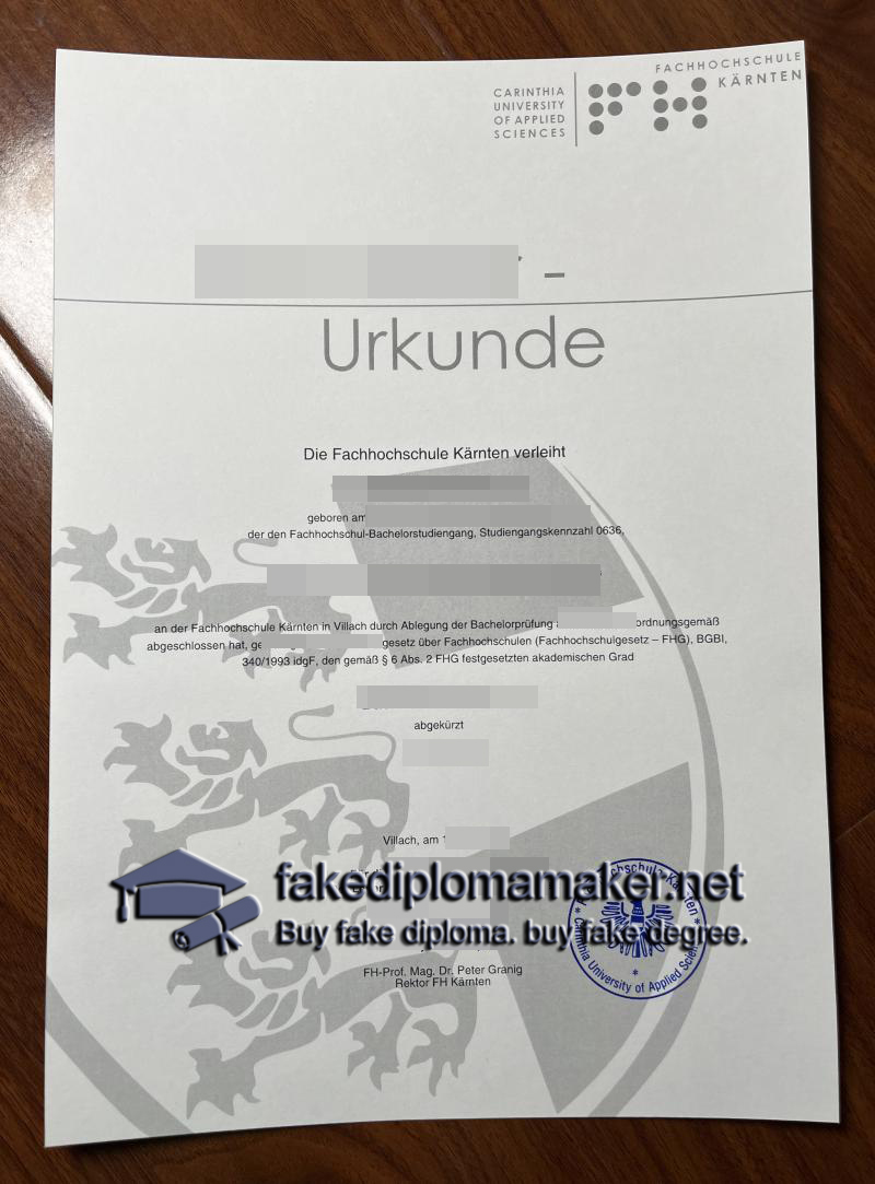Fachhochschule Kärnten Urkunde