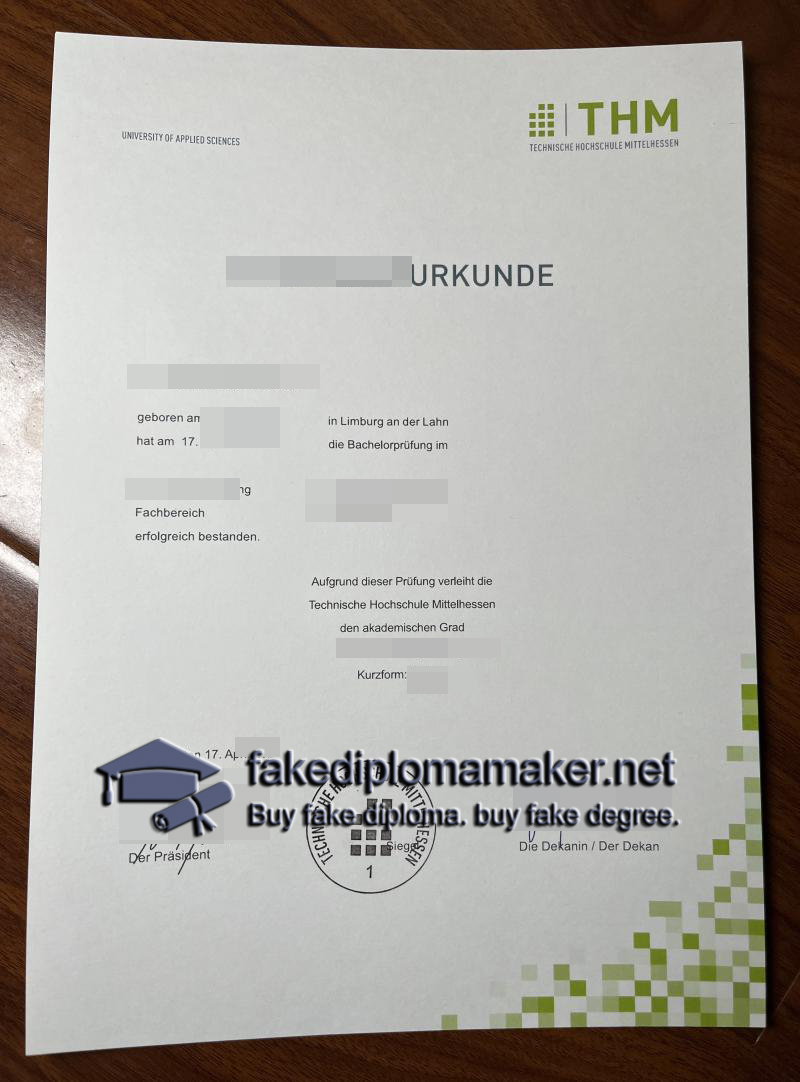 Technische Hochschule Mittelhessen Urkunde