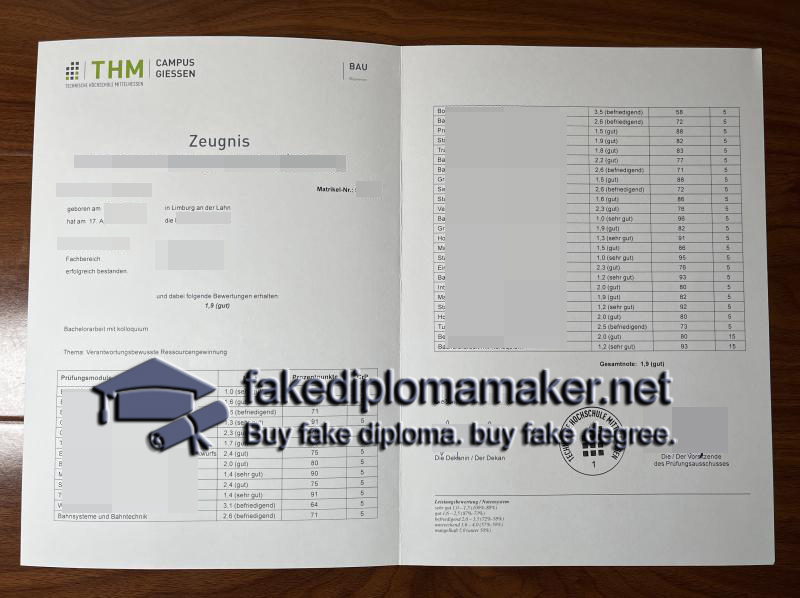 Technische Hochschule Mittelhessen Zeugnis