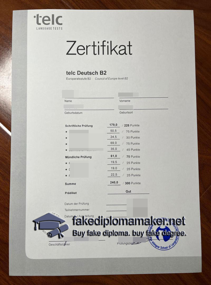 Telc Deutsch B2 Certificate