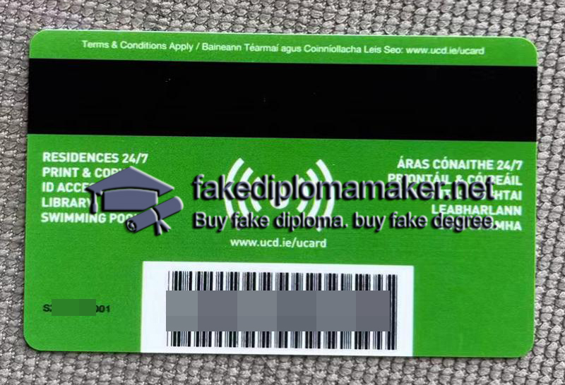 UCD student card back
