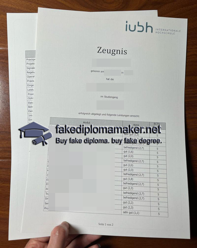 IUBH Zeugnis
