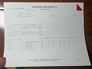 Edinburgh Napier University transcript replica