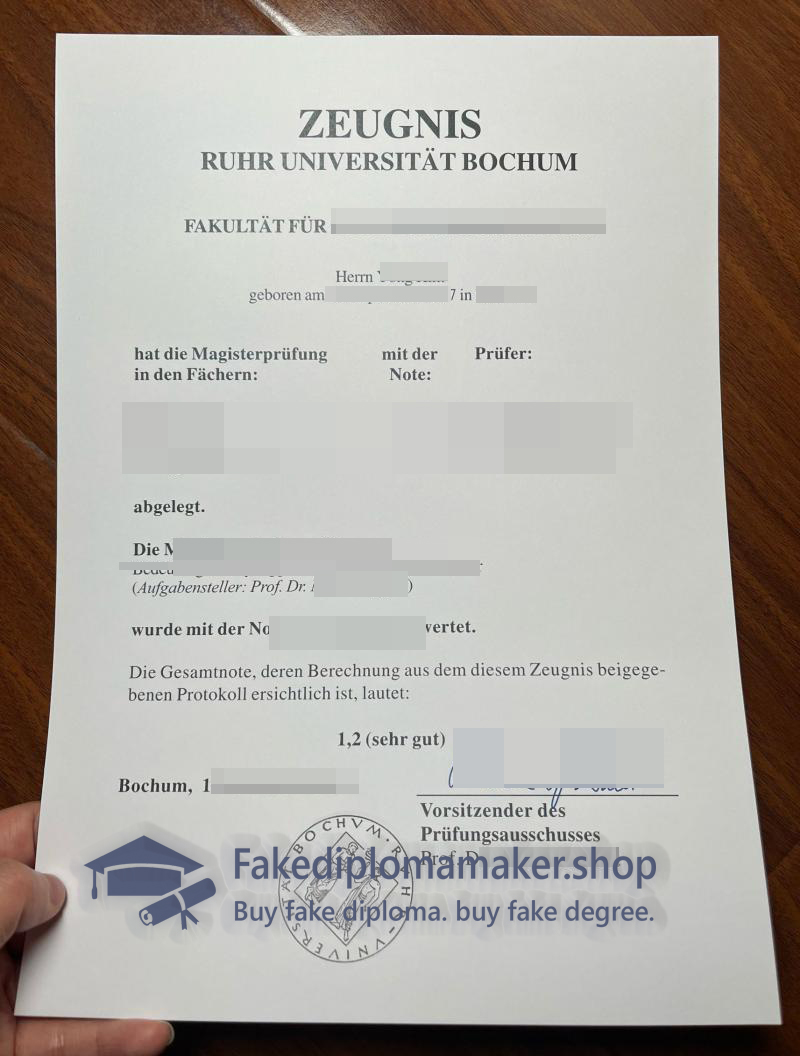 Ruhr-Universität Bochum Zeugnis