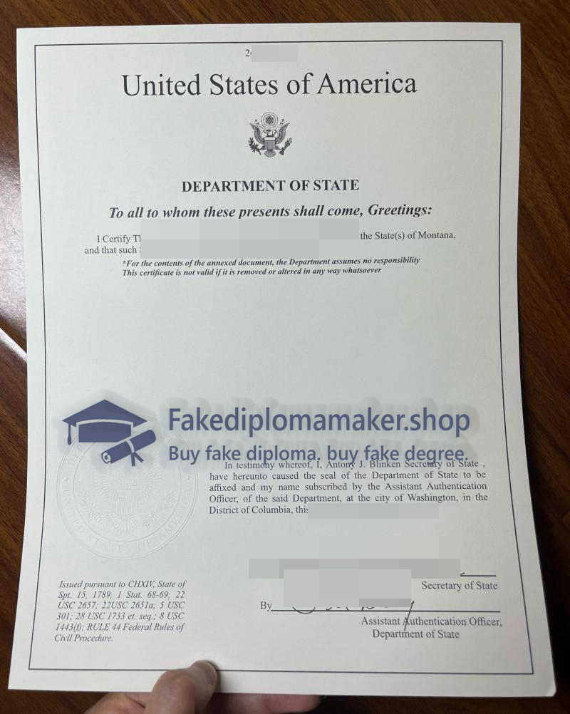 USA legalization certificate